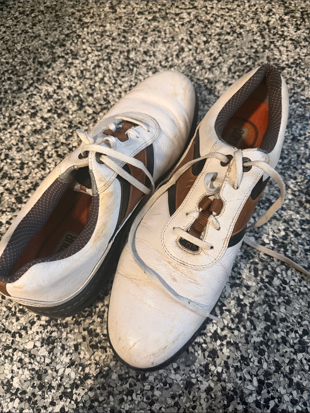 FootJoy White and Brown Men's Athletic Golf Shoes